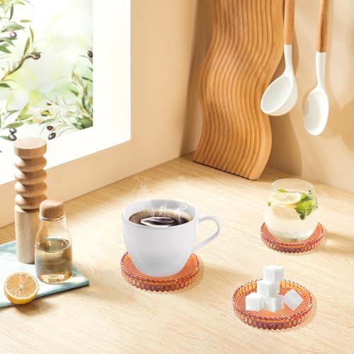 Crystal Glass Coaster 6 Pack Round Cup Drinks Coasters (6 Count)