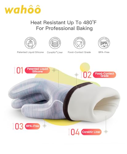 wahoo 12 Inch Liquid Silicone Oven Mitts
