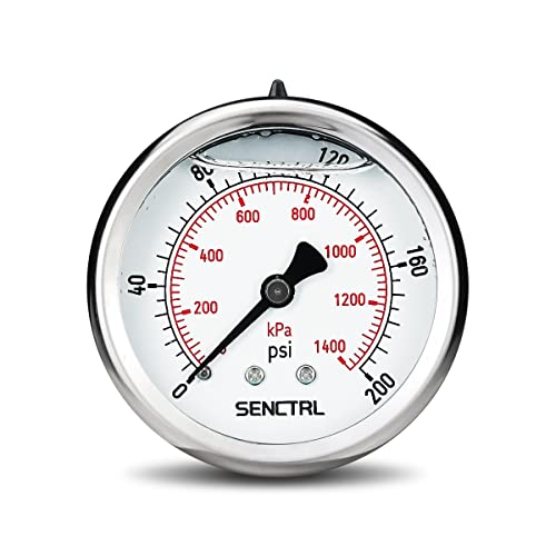 0 200 Psi Liquid Filled Pressure Gauge