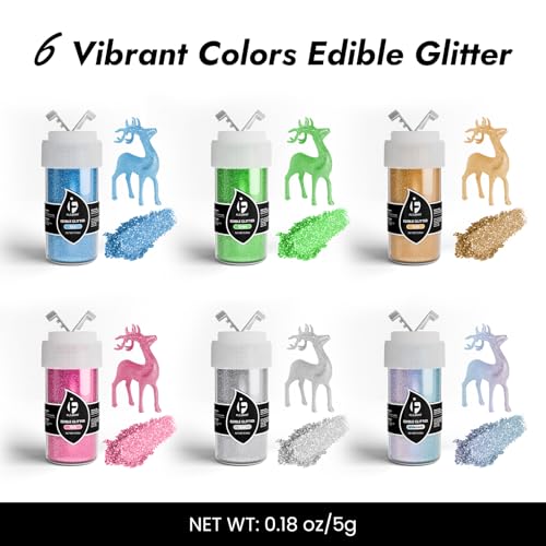 6 Colors Edible Glitter for Drinks