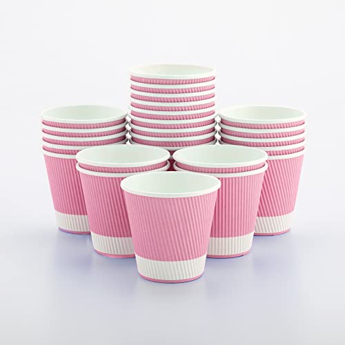 Ripple Wall Coffee Cups 25 Count 8 Ounce Insulated Light Pink Paper Cups