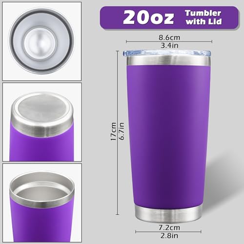 20oz Tumbler with Lid Stainless Steel Tumblers Insulated Mug Purple 12P