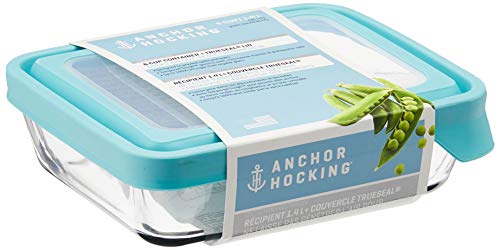 TrueSeal Glass Food Storage Containers with Mineral Blue Airtight Lids (4 Count)