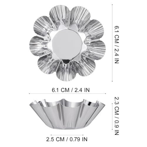 12 pack Flower Tart Pans Non Stick Tart Mold Set 2.40 X 2.40 X 0.90 in Reusable Bakeware for Egg Mini Cupcake Muffin Diy Desserts Kitchen and Party Baking