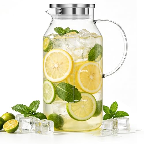 Glass Pitcher with Lid and Handle