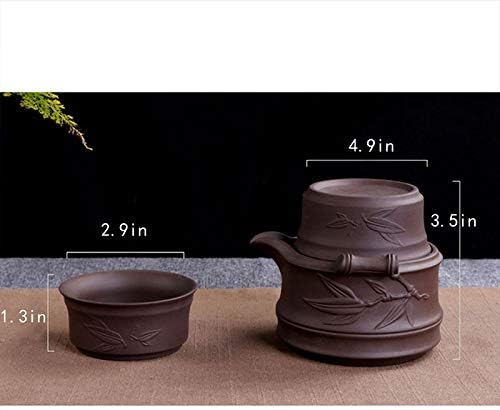 Goclothod Chinese Kungfu Teapot Handmade Yixing Zisha Tea Set Purple Clay Teapot Ceramic Teapot Teacups (Purple Clay)