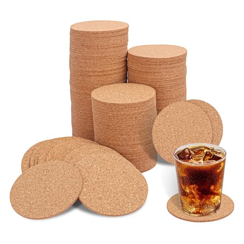 180 Pack 3.5 Inch Round Cork Coasters (179.98 Count)