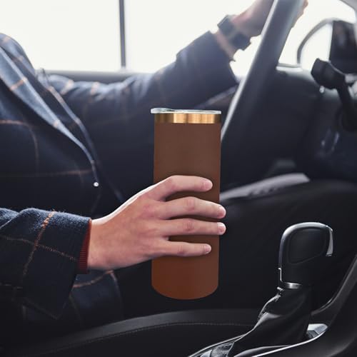 20 oz Skinny Tumblers Bulk with Lids and Straws Brown (8 Count)