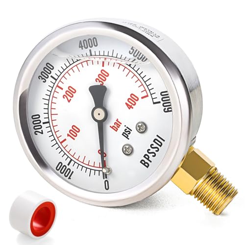 0 6000 Psi Glycerin Liquid Filled Hydraulic High Pressure Gauge
