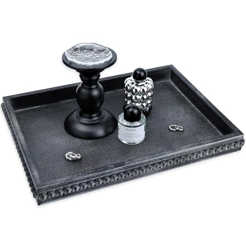 Rectangle Wood Serving Tray with Beads