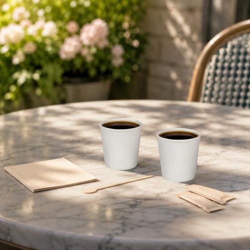 Ripple Wall Coffee Cups 500 Count 4 Ounce Insulated White Paper Cups