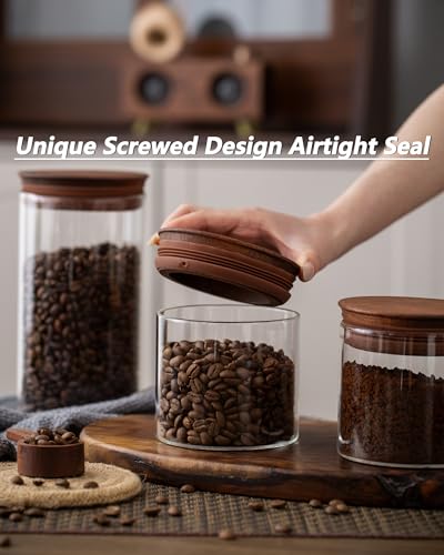 17 oz Coffee Canister with Scoop and Wooden Lids