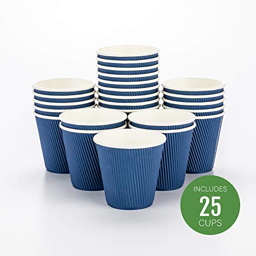 Ripple Wall Coffee Cups 25 Count 8 Ounce Insulated Midnight Blue Paper Cups