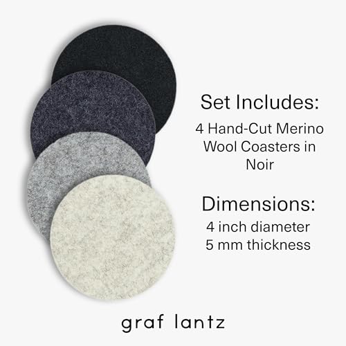 Bierfilzl Merino Wool Round Coasters Set of 4 (4 Count)
