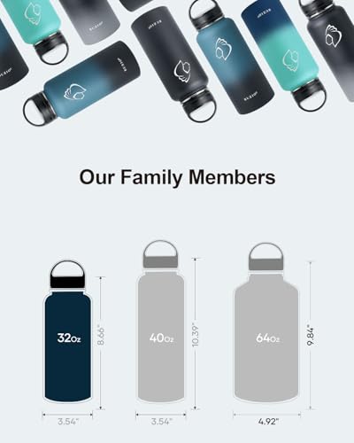 32 oz Water Bottle Insulated with Straw & 3 Lids