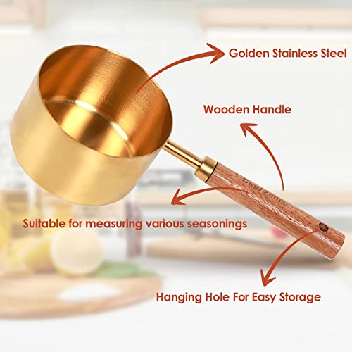 Collection 8 Piece Gold Measuring Cups Set and Measuring Spoons