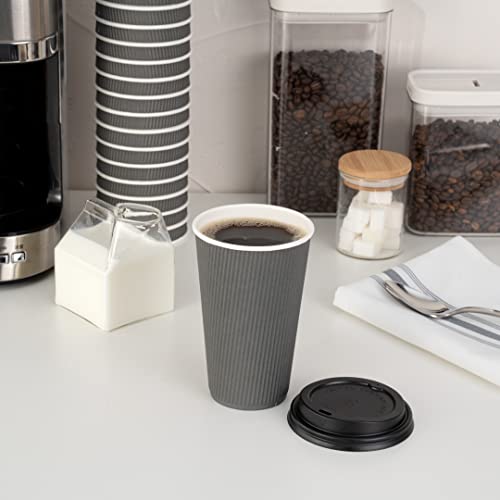 Ripple Wall Coffee Cups 25 Count 16 Ounce Insulated Gray Paper Cups