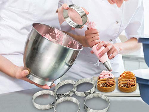 NewlineNY Stainless Steel French Pastry Tart Ring Baking Kit (6 Count)