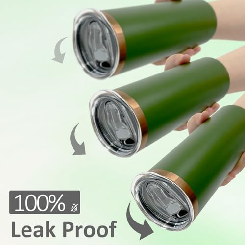 20 oz Skinny Tumblers Bulk with Lids and Straws Army Green (8 Count)