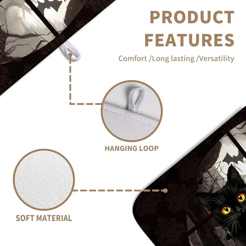 Halloween Black Cat Dish Drying Mat Fall Halloween Pumpkins Large Kitchen Mats Dish Drying Pad Absorbent Dish Dryer Mat for Kitchen Countertops Microfiber Drainer Pad Dish Drying Mats