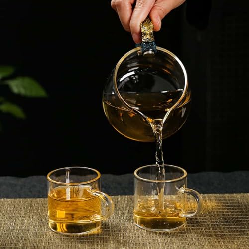 Glass Teapot Set with Infuser Semi Automatic Dragon Tea Set with 6 Small Cups (6 Count)