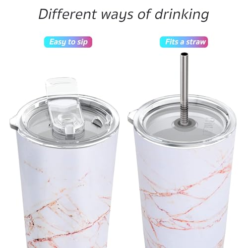 Stainless Steel Vacuum Insulated Tumbler Travel Mug 26 oz Coffee Cup with 2 Lids and Straws