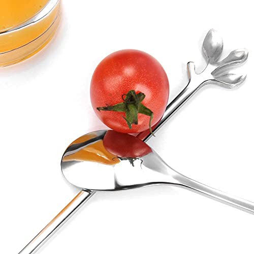 6 Piece Elegant Silver Leaf Long Handle Teaspoons (6 Count)
