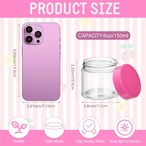 4 Pcs Plastic Jars Wide Mouth with Lids (4 Count)