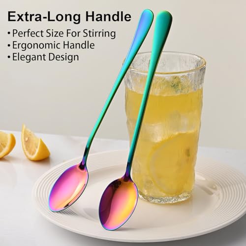 7.5 Inches Rainbow Stainless Steel Ice Tea Spoon (8 Count)