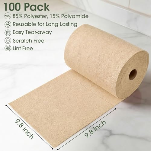 Microfiber Cleaning Cloth Roll (100 Count)