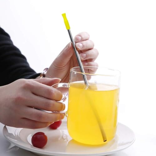 Stainless Steel Metal Straws with Silicone Tips Set of 10 Straight Reusable Drinking Straws for 20oz 30oz Tumblers