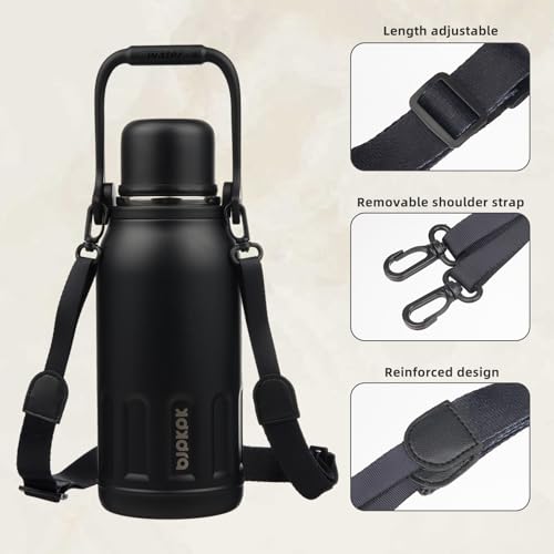Stainless Steel Insulated Bottle with Handle & Strap