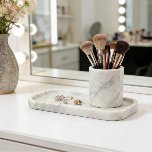 Marble Tray 10"x5" Marble Vanity Tray for Bathroom Countertop Kitchen Sink