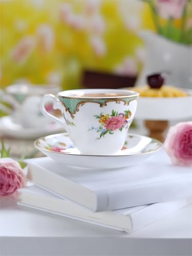 Porcelain Tea Set Vintage British Relief Gold Rim Teapot Cup and Saucer Sets 5