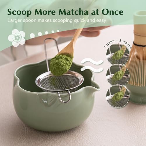 Matcha Set 8Pcs Floral Ceramic Matcha Kit with Matcha Whisk