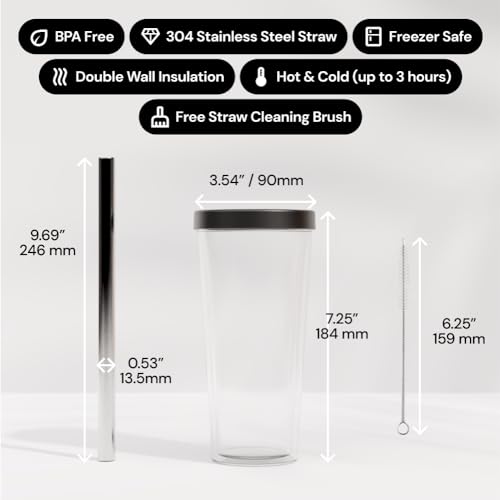 Reusable Boba Cup and Straw Boba Tea Cup Bubble Tea Cup Reusable Iced Coffee Cup Cold Coffee Cup Smoothie Cup with Lid and Straw Smoothie Cup to go Smoothie Tumbler 17 oz