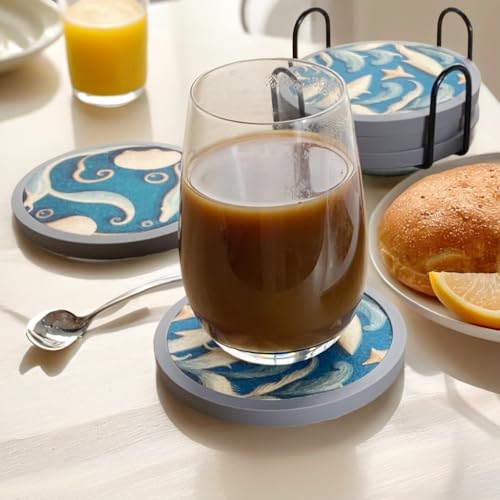 Absorbent Coasters for Drinks with Holder (7 Count)
