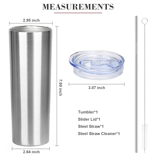 20 oz Skinny Tumbler with Lid and Straw