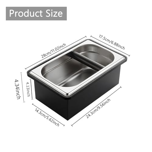 Espresso Knock Box Stainless Steel Large Coffee Puck Container Knockbox