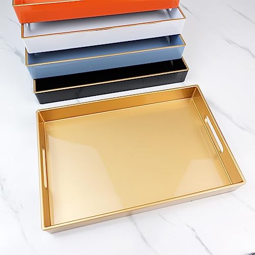 Gold Bathroom Vanity Tray with Handles for Dresser Tops