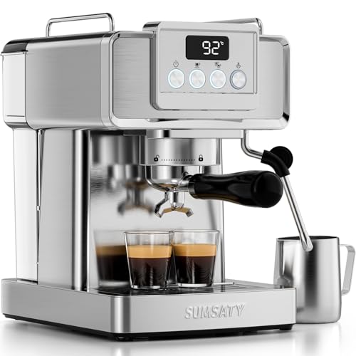 20 Bar Espresso Machine Stainless Steel with Powerful Milk Frother