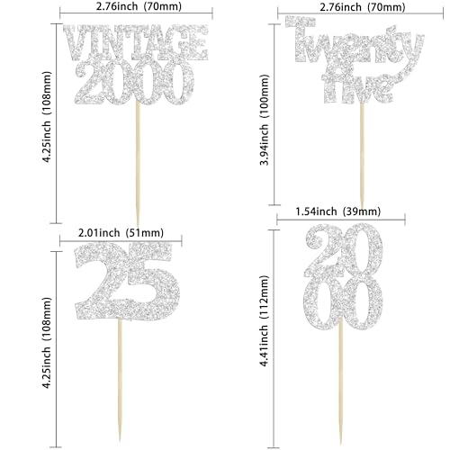 24Pcs 25th Birthday Cupcake Toppers Glitter Twenty (24 Count)