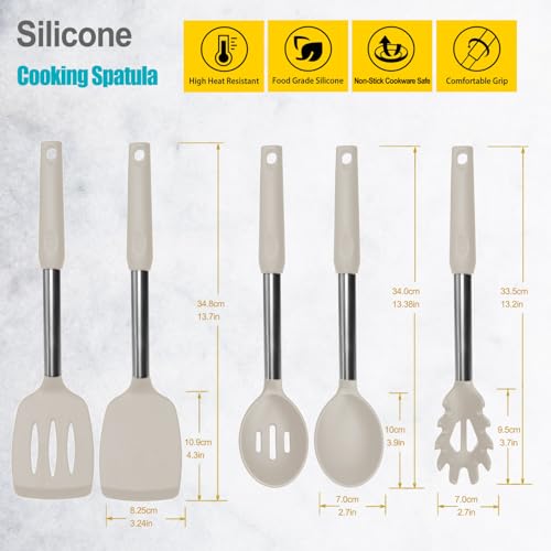 Silicone Spatula and Cooking Spoon (5 Count)
