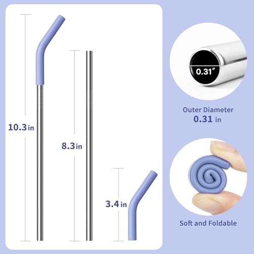 8.5" Metal Straws Reusable for 20 oz Tumbler