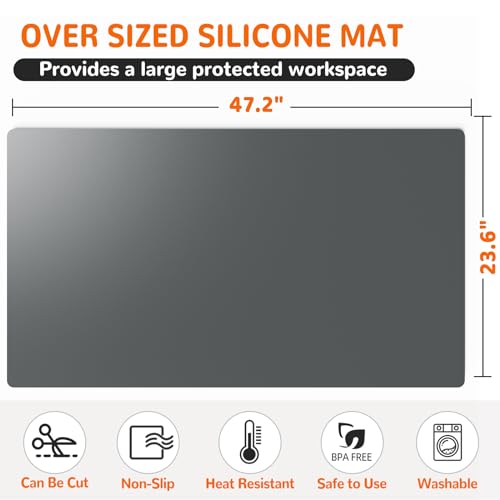 Silicone Mat 47"x 23" Silicone Mats for Kitchen Counter (7.7 Sq Ft)