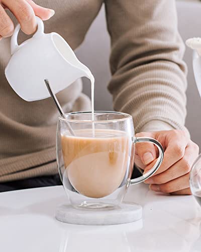 2 Pack Double Walled Coffee Cups Glasses Mug 12oz Borosilicate Glass (2 Count)