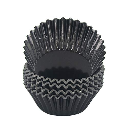 Standard Black Foil Cupcake Liners Muffin Baking Cups for Party and More (100 Count)
