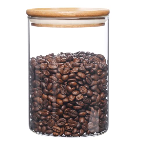 Glass Food Storage Containers with Bamboo Lids Large Glass Food Storage Jars for Coffee Bar Tea Sugar