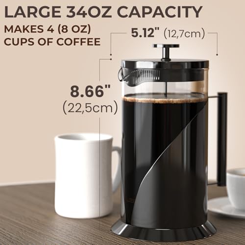 Stainless Steel French Press Coffee Maker 34 oz