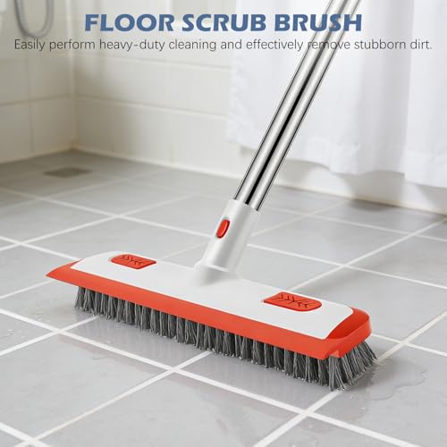 4-in-1 Tile Tub Floor Scrubber with Floor Scrub Brush, Orange